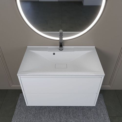 Раковина из искусственного камня Uperwood Elen Quartz 297000020 80х50 полувстраиваемая цвет белый - фото 4