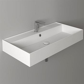 Раковина из сантехнического фаянса Simas Agile AG91 bi*1 90х50 подвесная цвет белый 1 отверстие под смеситель