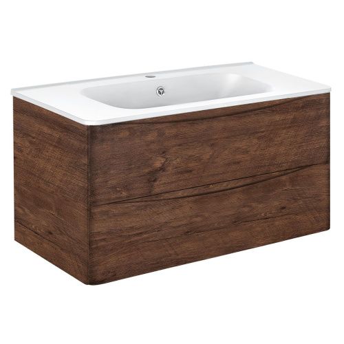 Тумба под раковину Vincea Paola VMC-2P100RW 100х50 подвесная цвет коричневый - фото 4