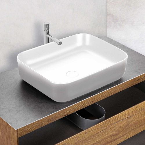 Раковина из сантехнического фарфора Vincea VBS-105 50х40 накладная цвет белый без отверстий под смеситель - фото 2