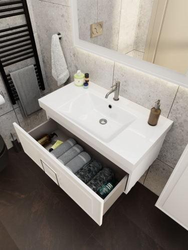 Тумба с раковиной La Fenice CUBO NFNC-01-CUB-B-80-1-80 80х50 подвесная цвет белый - фото 4