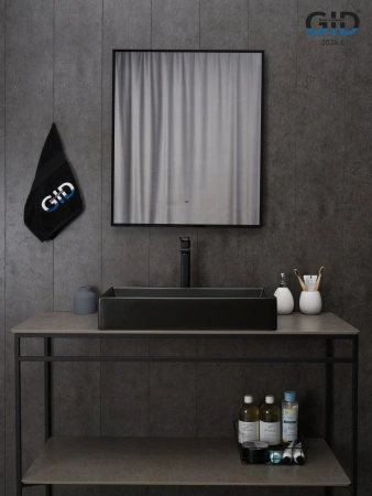 Раковина керамическая Gid Geométrico 53363 60х40 накладная цвет черный без отверстий под смеситель