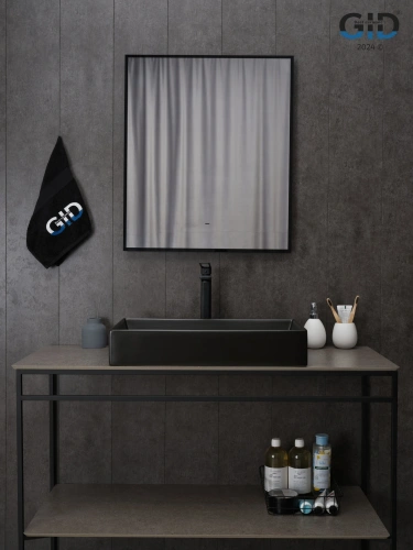 Раковина керамическая Gid Geométrico 53363 60х40 накладная цвет черный без отверстий под смеситель - фото 4