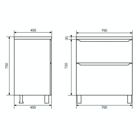 Тумба под раковину Uperwood Tanos 291120330 70х50 напольная цвет белый