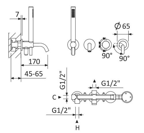 Смеситель Cezares LEAF LEAF-VDIM3-D-L-01 встраиваемый в стену хром - фото 2