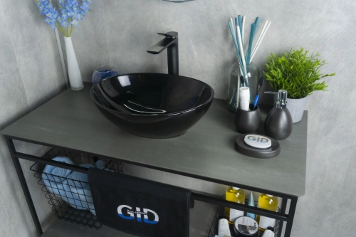 Раковина керамическая Gid Esfera 52231 40х30 накладная цвет черный без отверстий под смеситель - фото 2