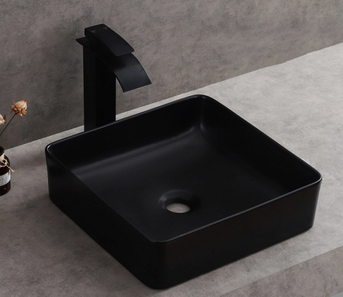 Раковина из сантехнического фаянса CeramaLux 1305MB 40х40 накладная цвет черный без отверстий под смеситель - фото 3