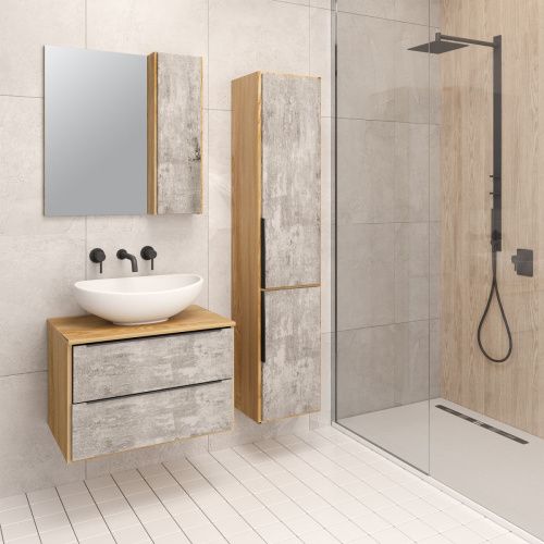 Зеркало-шкаф Runo Мальта 00-00001102 70х80 подвесной цвет коричневый/черный - фото 3