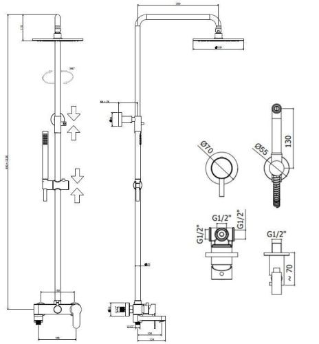 Душевая стойка Paffoni Light KITZCOL636BO110 настенная цвет белый - фото 5
