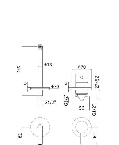 Смеситель для раковины Paffoni Light LIG007ST70 встраиваемый в стену нержавеющая сталь - фото 2