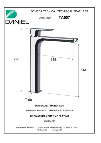 Смеситель для раковины Daniel Tiara TA607-15 на столешницу черный - фото 2