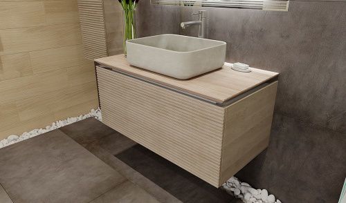 Тумба под раковину Jorno KARAT Kar.01.100/P/BuL 100х50 подвесная цвет бежевый - фото 3