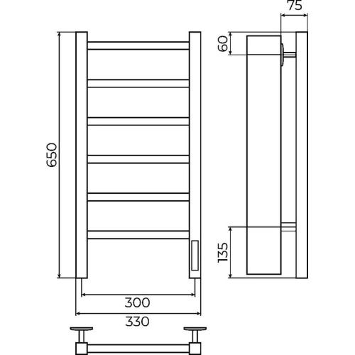 Полотенцесушитель электрический Terminus 4670078557100 35х65 хром - фото 3