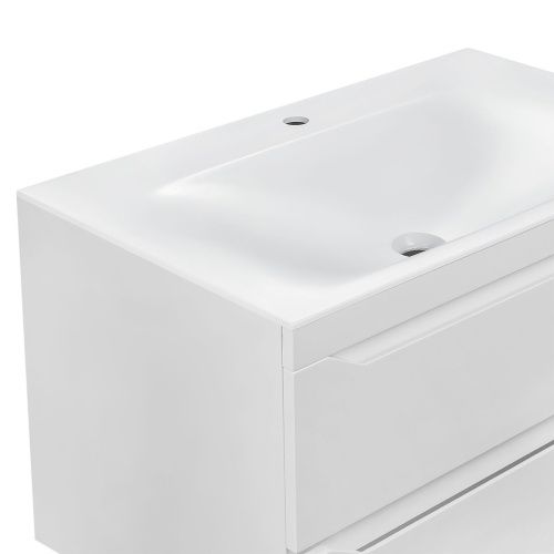 Раковина из искусственного камня Vincea VCB-1F800W 80х50 встраиваемая цвет белый 1 отверстие под смеситель - фото 3