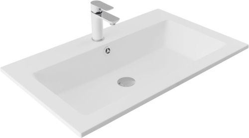 Раковина из искусственного камня Aquanet Электра 00326512 80х50 полувстраиваемая цвет белый 1 отверстие под смеситель - фото 5