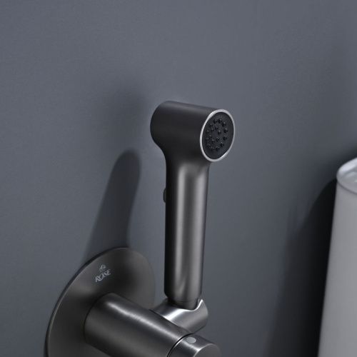 Гигиенический душ со смесителем Rose R235T оружейная сталь - фото 4