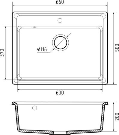 Кухонная мойка Granfest Level LV-660 песочный 65х50 цвет бежевый поверхность матовая