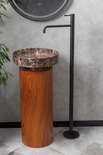 Раковина из искусственного камня Boheme Corian 801-ED 40х40 накладная цвет коричневый - фото 4