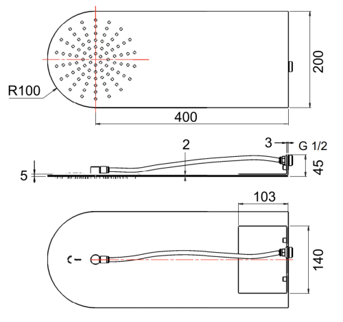 Верхний душ Remer 350UFMX 25х50 хром - фото 2