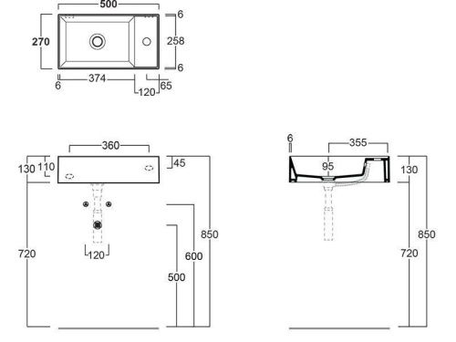 Раковина из сантехнического фаянса Simas AG 50 nero 50х30 подвесная цвет черный - фото 2