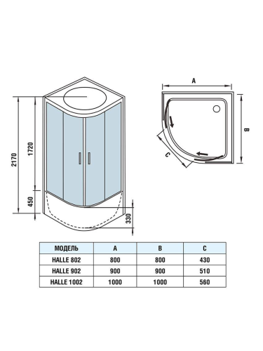 Душевая кабина WeltWasser WW500 10000003243 100х100 четверть круга с крышей ориентация универсальная - фото 2