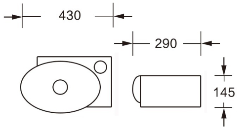 Раковина из сантехнического фарфора Milleau PERL MU058B-GW 40х30 подвесная цвет белый 1 отверстие под смеситель - фото 2