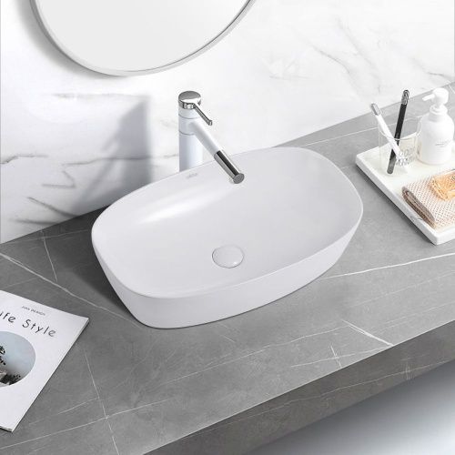 Раковина керамическая Abber RECHTECK AC2206 60х40 накладная цвет белый без отверстий под смеситель - фото 4