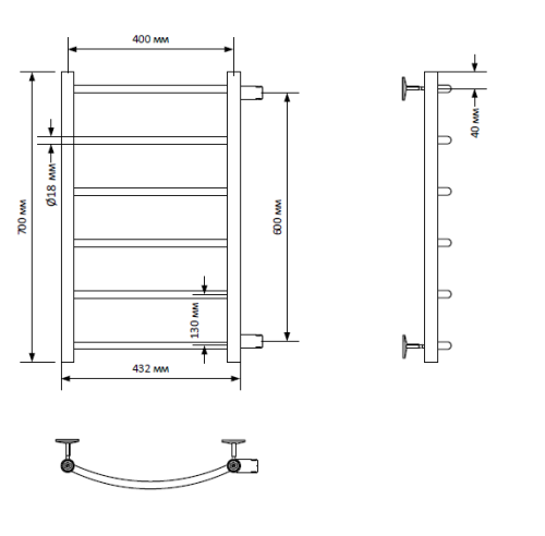 Полотенцесушитель водяной Indigo Arc LASW70-40WM-б/п-60 50х70 белый - фото 4