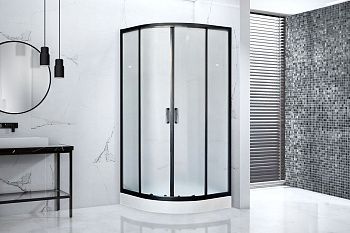 Душевой уголок Royal Bath HK RB90HK-C-BL 90х90 стекло матовое профиль черный с поддоном