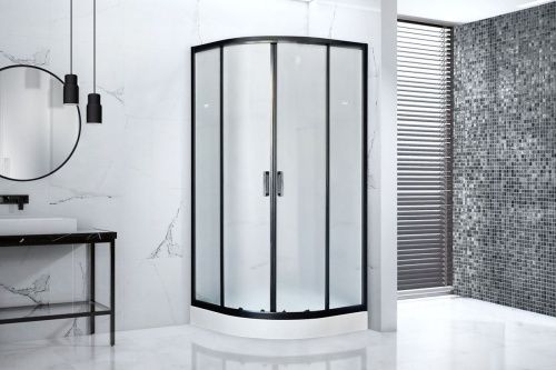 Душевой уголок Royal Bath HK RB90HK-C-BL 90х90 стекло матовое профиль черный с поддоном