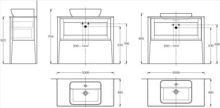 Тумба под раковину Kerama Marazzi PLAZA PL.CN.100.1+1\NUT.M 100х50 напольная цвет коричневый