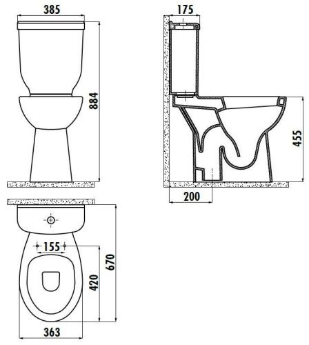 Чаша унитаза напольная Creavit BD305-11CB00E-0000 цвет белый без бачка без сиденья душевой смыв - фото 2