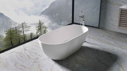 Ванна из искусственного камня Vincea Solid Surface VBT-4S04MW 170х80 отдельностоящая овальная - фото 3