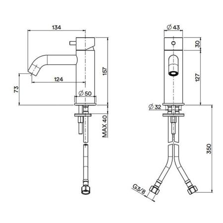 Смеситель QuadroDesign Source 1201AS на раковину нержавеющая сталь