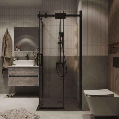 Душевой уголок Grossman Classic 300.K33.04.1010.21.00 100х100 стекло прозрачное профиль черный без поддона - фото 5