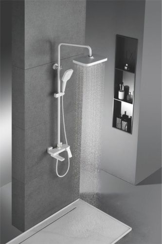 Душевая стойка Rose R1836C настенная цвет белый - фото 4