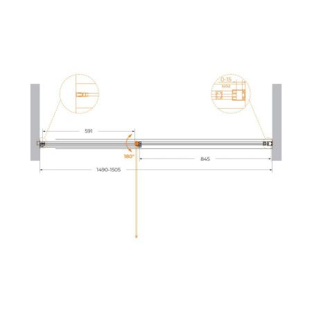 Душевая дверь Cezares URBAN URBAN-B-12-150-C-CR 150х195 стекло прозрачное профиль хром