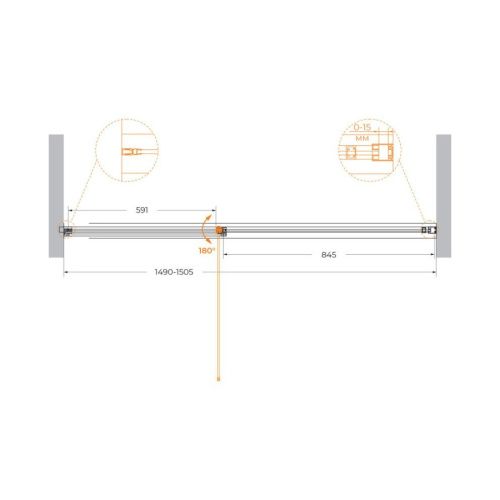 Душевая дверь Cezares URBAN URBAN-B-12-150-C-NERO 150х195 стекло прозрачное профиль черный - фото 2