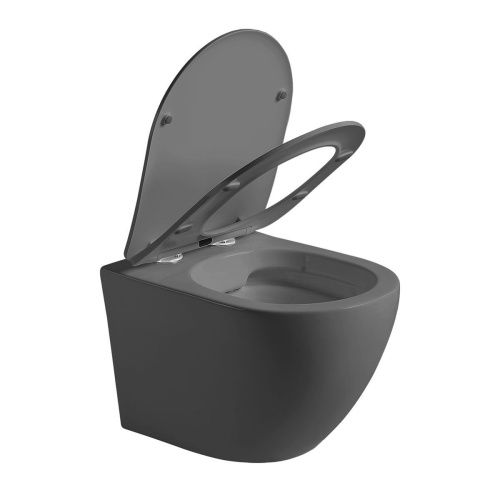 Унитаз подвесной Vincea Globo VT1-14SMA черный с сиденьем микролифт безободковый душевой смыв - фото 3