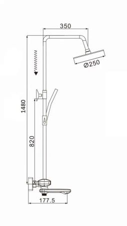 Душевая стойка Rose R3996 настенная цвет хром с термостатом