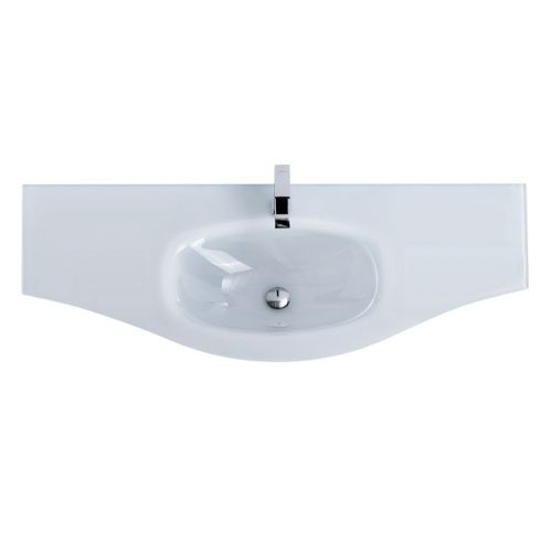 Раковина стеклянная Cezares 82411 140х50 подвесная цвет белый 1 отверстие под смеситель - фото 2