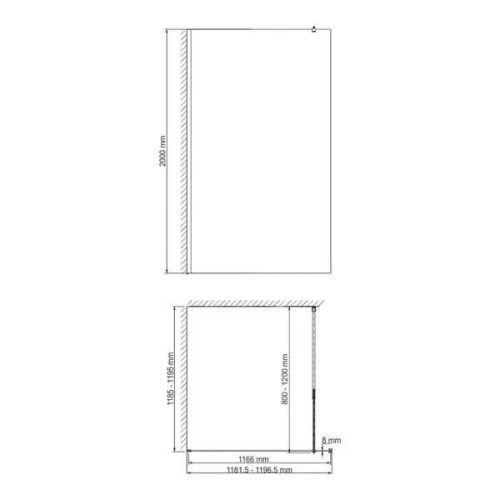 Душевая перегородка Wasserkraft Rur 30W 30W40BG-TXG 120х200 стекло текстурное профиль золото - фото 3