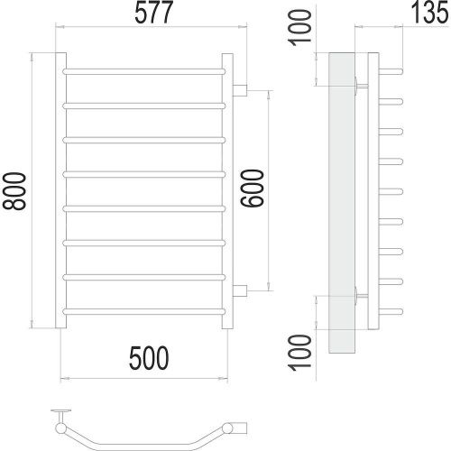 Полотенцесушитель водяной Terminus 4670078530127 60х80 хром - фото 3