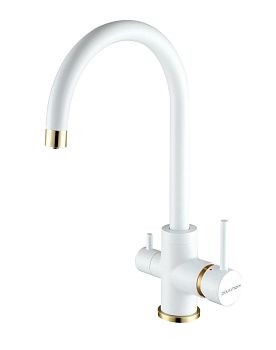 Смеситель для кухни Paulmark ESSEN Es213211-431BR на мойку белый/бронза