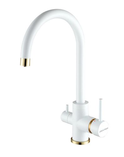 Смеситель для кухни Paulmark ESSEN Es213211-431BR на мойку белый/бронза