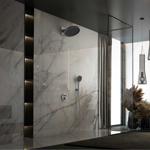 Душевая система Vincea Inspire VSFW-3I22MT3GM встраиваемая в стену цвет вороненая сталь с термостатом