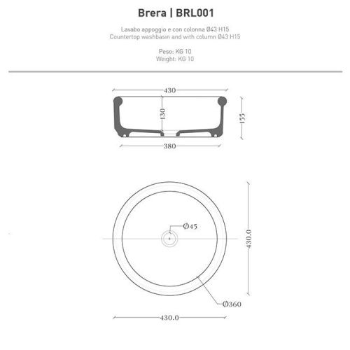 Раковина керамическая Artceram Brera BRL001 01 00 40 см накладная цвет белый без отверстий под смеситель - фото 2