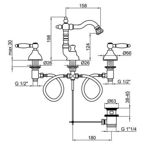 Смеситель Webert Dorian DO710502010 на биде золото - фото 3