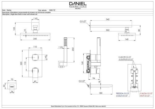 Душевая система Daniel Skyline SK617Z-DO встраиваемая в стену цвет золото - фото 3