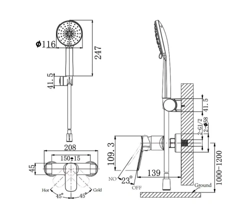 Смеситель для душа Arrow AG3503MB-A настенный черный - фото 2